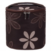 Circular Fashion Lunch Bag With Zipper and Handle Sunflowers Brown