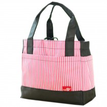 Classic Square Streaked Fashion Lunch Tote Bag With Draw Cord (Rose Red)