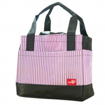 Classic Square Streaked Fashion Lunch Tote Bag With Draw Cord (Purple)