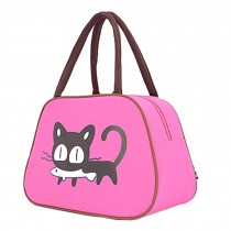 Cute Cat Fashion Lunch Tote Bag Traveling Camping Working Lunch Bag,Rose Red