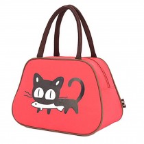 Cute Cat Fashion Lunch Tote Bag Traveling Camping Working Lunch Bag,Red