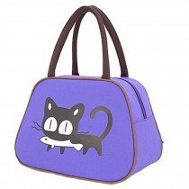 Cute Cat Fashion Lunch Tote Bag Traveling Camping Working Lunch Bag,Purple