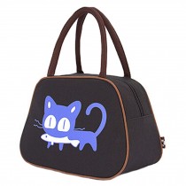 Cute Cat Fashion Lunch Tote Bag Traveling Camping Working Lunch Bag,Black