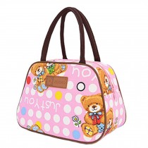 Fashion Lunch Tote Bag Traveling Camping Working Lunch Bag,Pink Bears