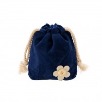 Lovely Drawstring Storage Organizer Bag Cosmetic Case Pouch - Navy Blue