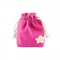 Lovely Drawstring Storage Organizer Bag Cosmetic Case Pouch - Rose Red