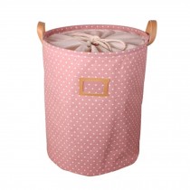 PU/Cotton/Linen Foldable Laundry Basket Storage Bag Dot Practical Bag,Pink