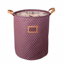 PU/Cotton/Linen Foldable Laundry Basket Storage Bag Dot Practical Bag,Purple
