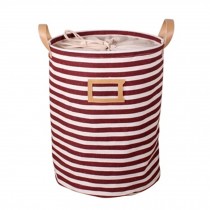 PU/Cotton/Linen Foldable Laundry Basket Storage Bag Striated Practical Bag,Red