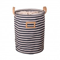 PU/Cotton/Linen Foldable Laundry Basket Storage Bag Striated Practical Bag,Blue
