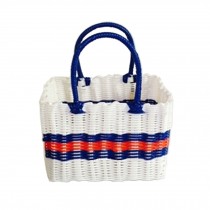 Woven Basket With Handles Storage Baskets Multipurpose Organizer,stripe,A