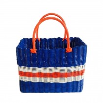 Woven Basket With Handles Storage Baskets Multipurpose Organizer,stripe,B