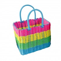 Woven Basket With Handles Storage Baskets Multipurpose Organizer,stripe,C