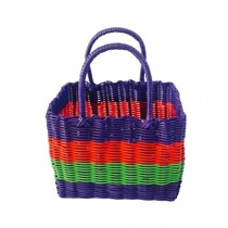 Woven Basket With Handles Storage Baskets Multipurpose Organizer,stripe,D