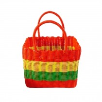 Woven Basket With Handles Storage Baskets Multipurpose Organizer,stripe,E