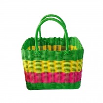 Woven Basket With Handles Storage Baskets Multipurpose Organizer,stripe,H