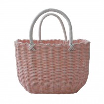 Woven Basket With Handles Storage Baskets Multipurpose Organizer,pink
