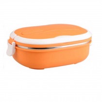 0.8L Creative Oval Lunch Box Stainless Steel Sealed Bento Box,Orange
