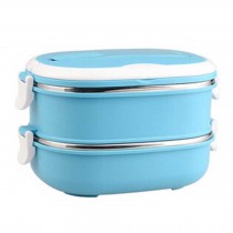 1.6L Creative Oval Lunch Box Stainless Steel Sealed Bento Box,Blue