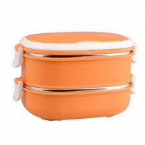 1.6L Creative Oval Lunch Box Stainless Steel Sealed Bento Box,Orange