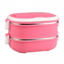 1.6L Creative Oval Lunch Box Stainless Steel Sealed Bento Box,Pink