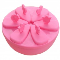 Circular Box Ice Pop Molds 13.5*6CM, Pink, Set Of 6