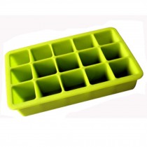 Safe And Soft Silicon Ice Cube Tray, Green, Set of 2,18.8*12*3.5CM