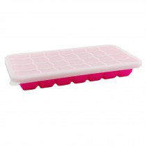 Safe And Soft Silicon Ice Cube Tray With Silicon Lid, Rose Red