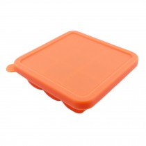 Square Safe And Soft Silicon Ice Cube Tray With Silicon Lid, Orange