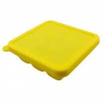 Square Safe And Soft Silicon Ice Cube Tray With Silicon Lid, Yellow