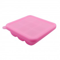 Square Safe And Soft Silicon Ice Cube Tray With Silicon Lid, Rose Red