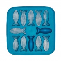 2Pcs Safe And Soft Silicon Ice Cube Tray Fish Shape, Blue
