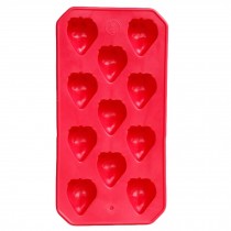2Pcs Safe And Soft Silicon Ice Cube Tray Strawberry Shape, Red