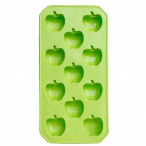 2Pcs Safe And Soft Silicon Ice Cube Tray Apple Shape, Green