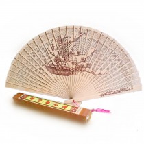 Chinese Hand Sandalwood Fan With Carved Patterns (Plum Blossoms)
