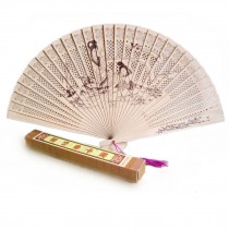Chinese Hand Sandalwood Fan With Carved Patterns (An Amateur)