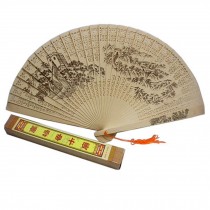 Cute Chinese Hand Sandalwood Fan With Carved Patterns (The Great Wall)