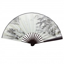 Chinese Traditional Sick Fan With Two Men In The Forest Pattern