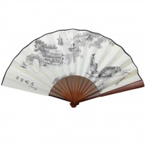 Chinese Traditional Sick Fan With A Man Shipped Out Pattern
