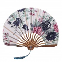 Chinese Style Blooming Peony Design Silk Folding Fan Bamboo Fan