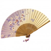 Beautiful Japanese Design Handheld Folding Fan Falling Sakura Purple