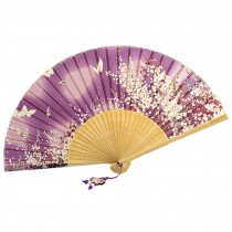Beautiful Japanese Design Handheld Folding Fan Purple Lavender
