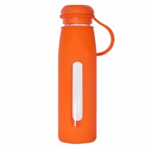 500ML Lovely Glass Water Bottle with Silicone Sleeve Orange