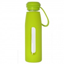 500ML Lovely Glass Water Bottle with Silicone Sleeve Green