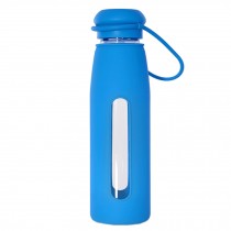 500ML Lovely Glass Water Bottle with Silicone Sleeve Blue