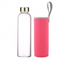 Lovely 550 ML Glass Water Bottle With Pink Glass Wrapper (24*6.5cm)