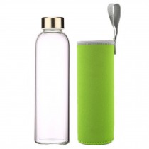 Lovely 550 ML Glass Water Bottle With Green Glass Wrapper (24*6.5cm)