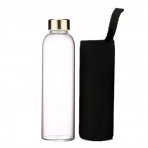 Lovely 550 ML Glass Water Bottle With Black Glass Wrapper (24*6.5cm)