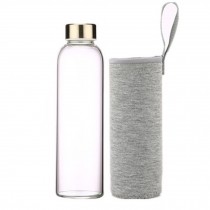 Lovely 550 ML Glass Water Bottle With Gray Glass Wrapper (24*6.5cm)