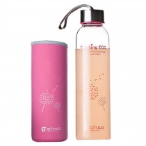 550 ML Unique and Stylish High-quality Glass Water Bottle Water Container,Pink